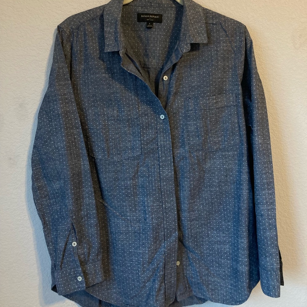 navy blue banana republic button up